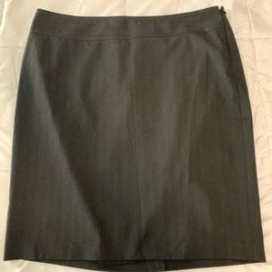 Black pinstriped pencil skirt